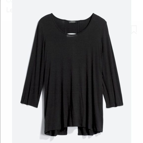 Loveappella Tops - Colette Leander Cutout Back Swing Knit Top